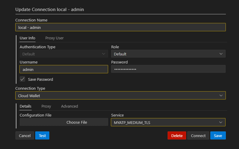 Connect to local DB